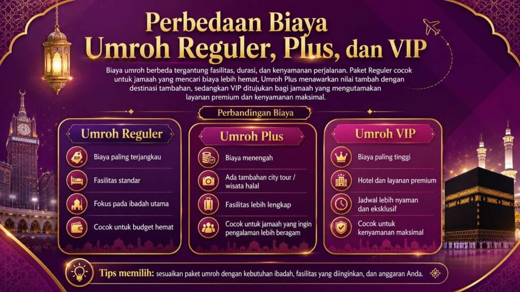 Perbedaan Biaya Umroh Reguler, Plus, dan VIP