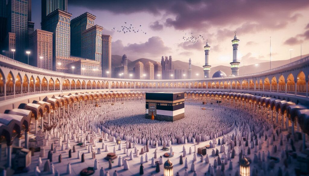 Panduan lengkap ibadah Haji dan Umroh, mencakup rukun, wajib, sunnah, tata cara pelaksanaan, dan doa-doa penting jamaah.