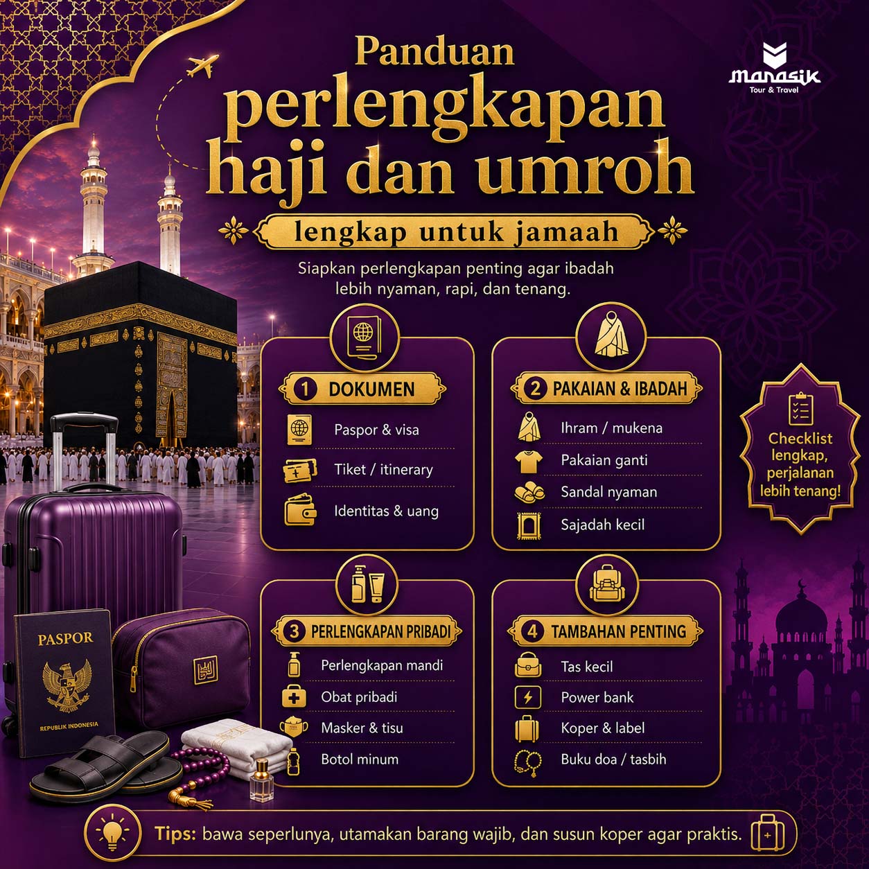 Panduan perlengkapan haji dan umroh lengkap untuk jamaah