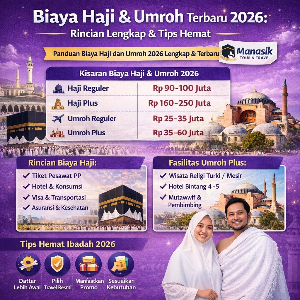 Cek biaya haji dan umroh terbaru 2026 lengkap dengan rincian resmi dan tips hemat agar ibadah tetap nyaman dan terencana.