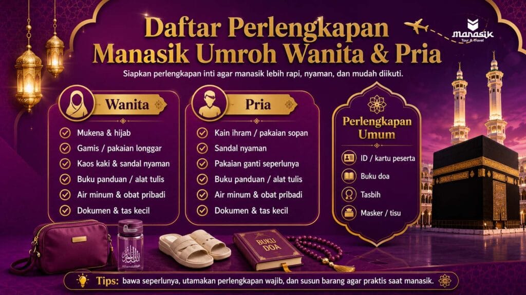 Daftar Perlengkapan Manasik Umroh Wanita & Pria