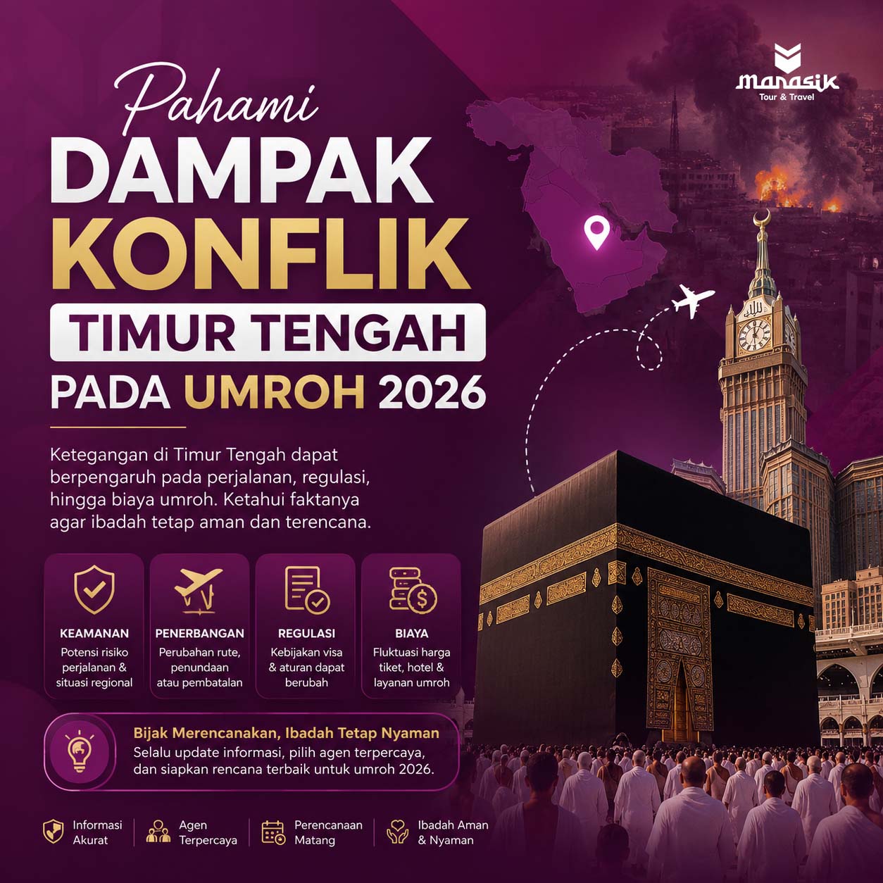 Pahami dampak konflik Timur Tengah pada umroh 2026
