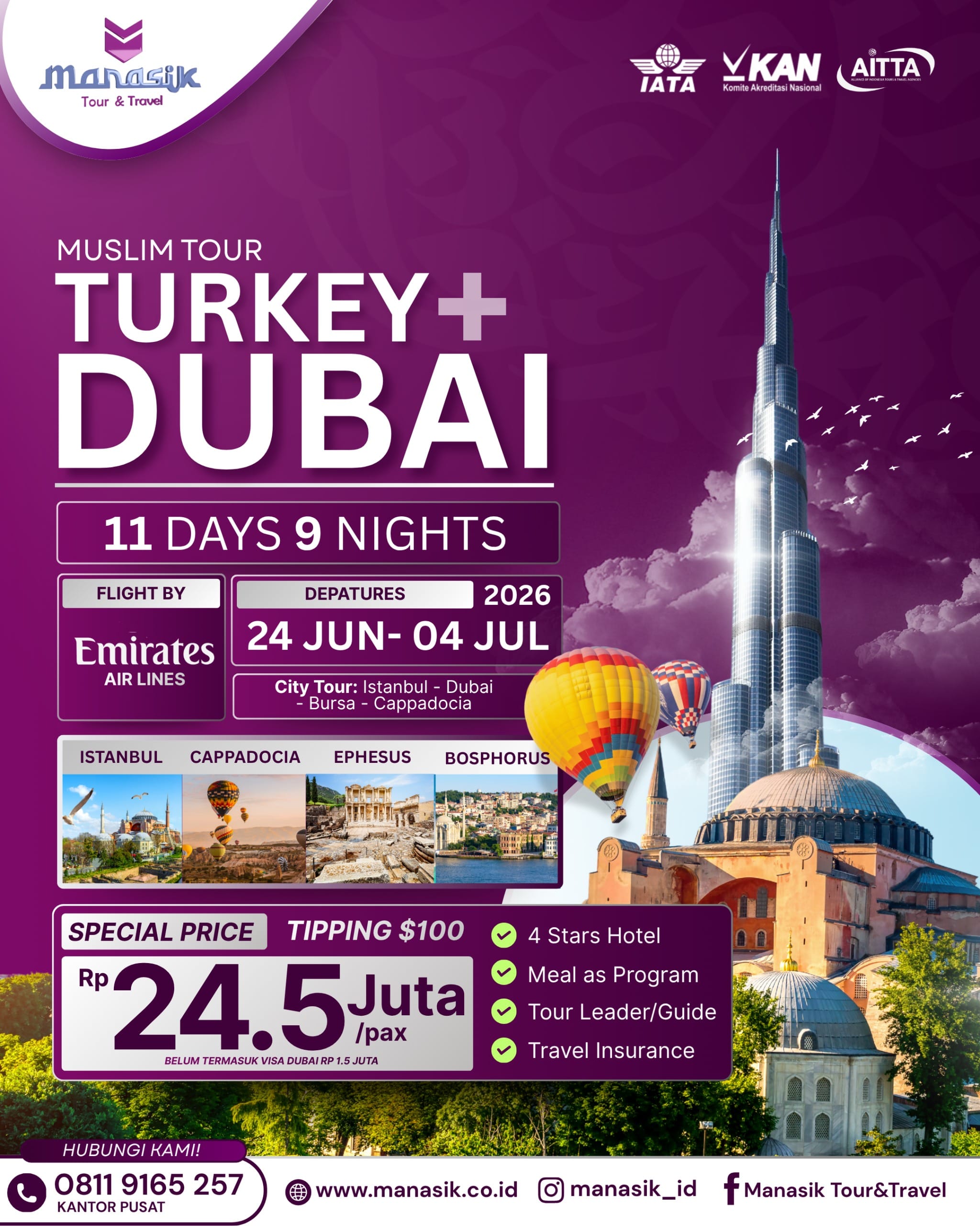 Paket Tour Turki Plus Dubai 2026 Manasik Tour Travel 11 hari 9 malam