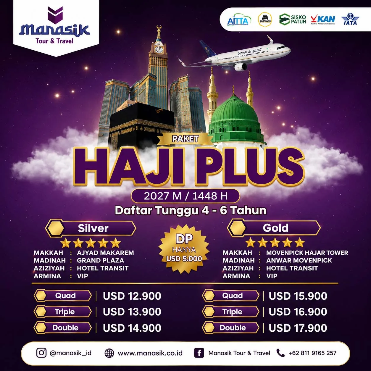Paket Haji Plus Silver dan Gold Manasik Tour Travel