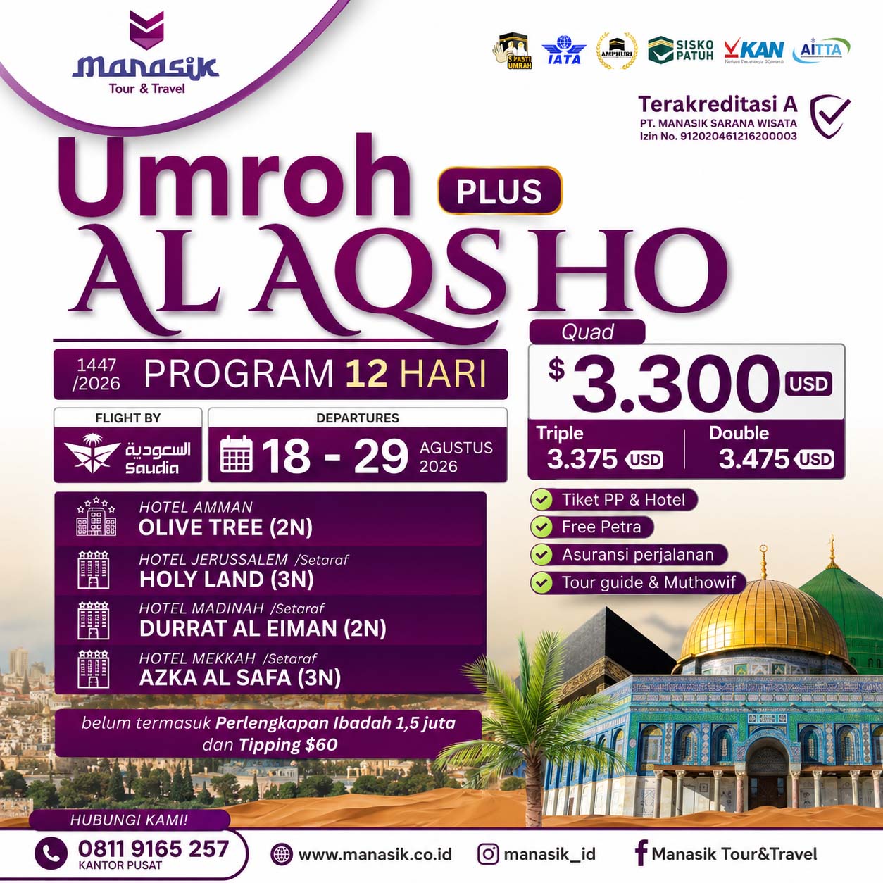 Paket Umrah Plus Al Aqsa 12 Hari