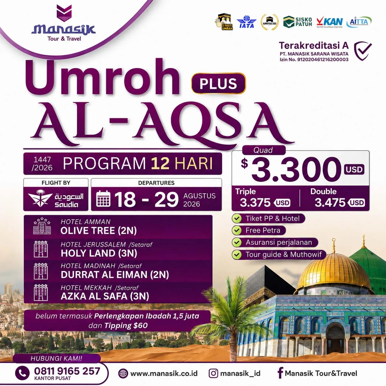 Umroh Plus Al Aqsa 12 Hari Manasik