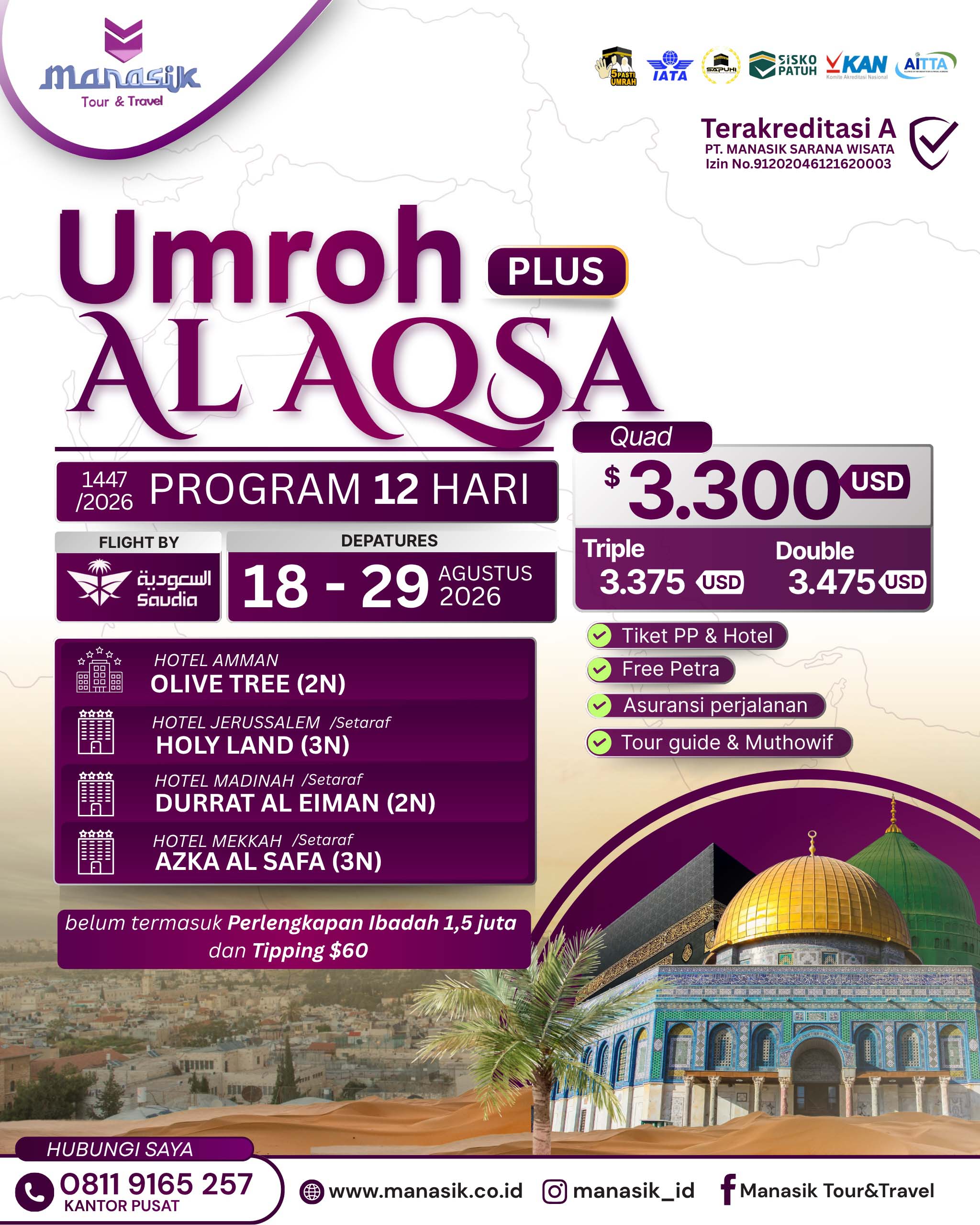 Paket Umroh Plus Al Aqsa 2026 Manasik Tour Travel