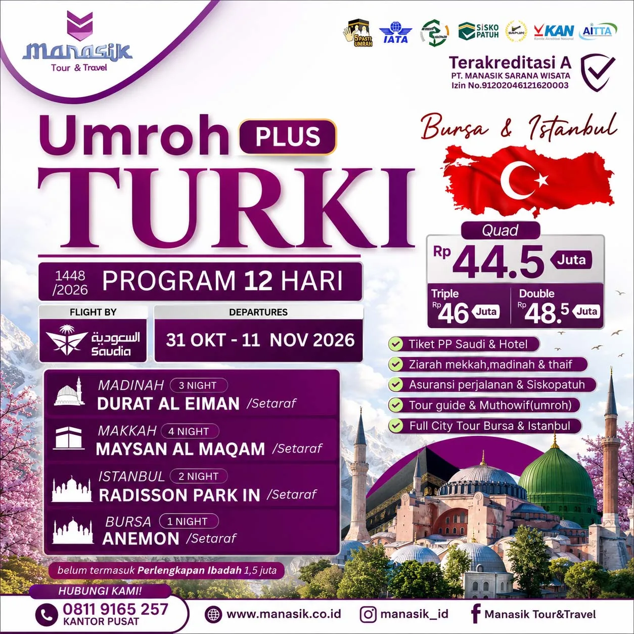 Umroh Plus Turki 12 Hari Manasik