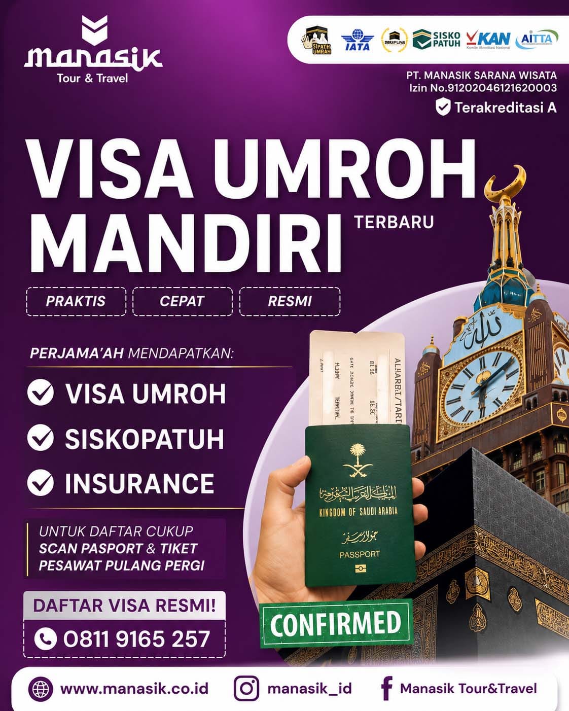 Visa Umroh Mandiri Manasik estimasi harga dan layanan terbaru
