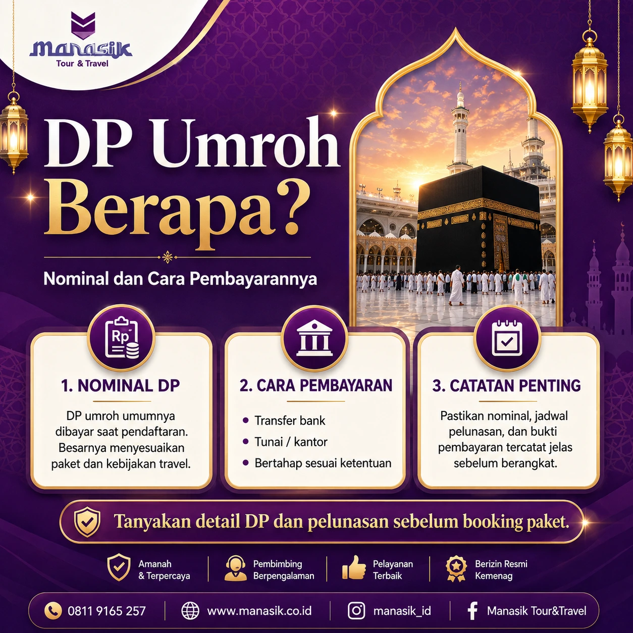 Pembayaran DP umroh Manasik Tour Travel