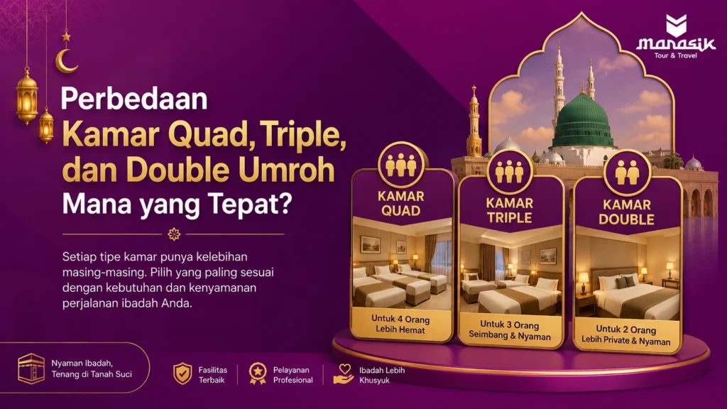 Perbedaan Kamar Quad, Triple, dan Double Umroh Mana yang Tepat