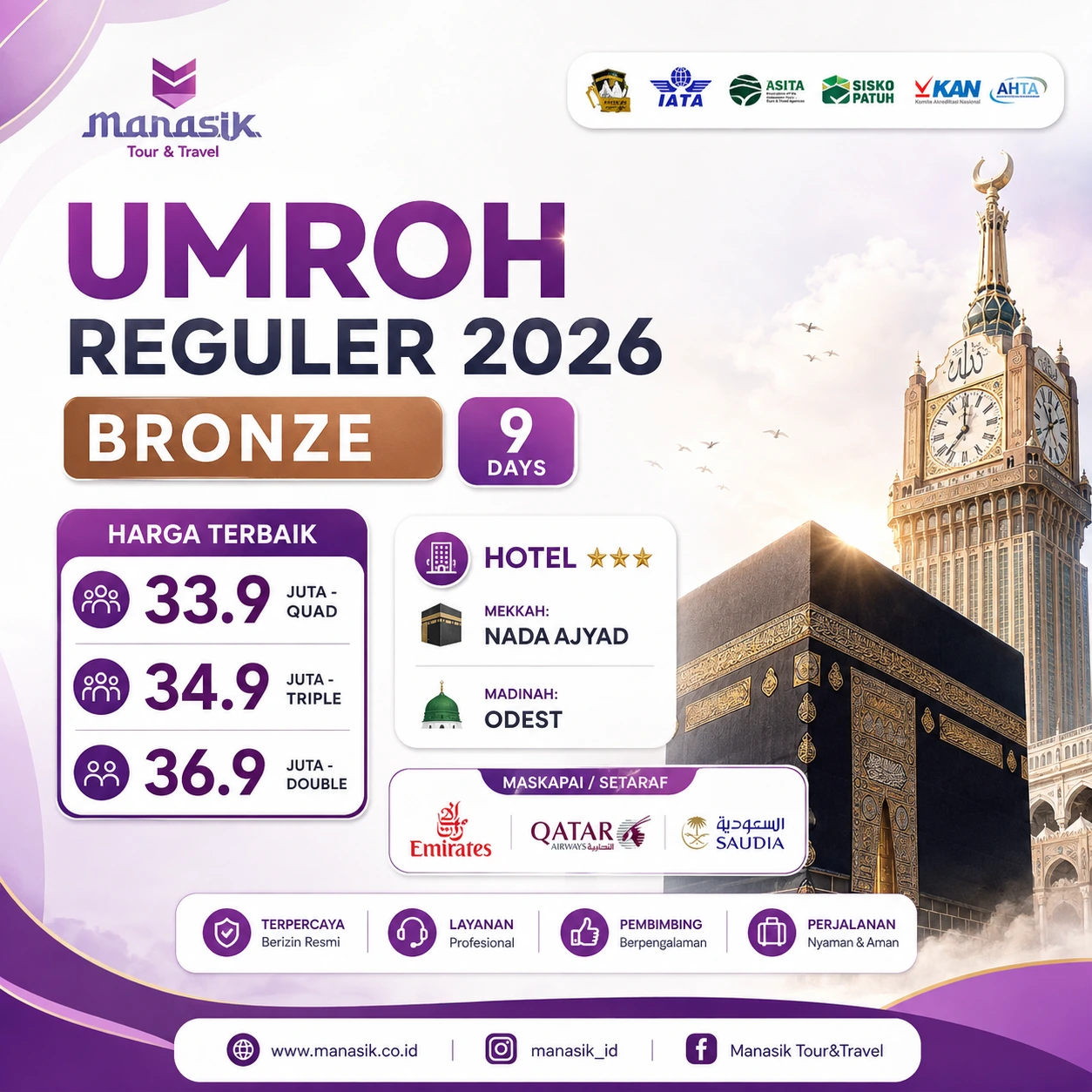 Paket Umroh Reguler Bronze 9 Hari Manasik