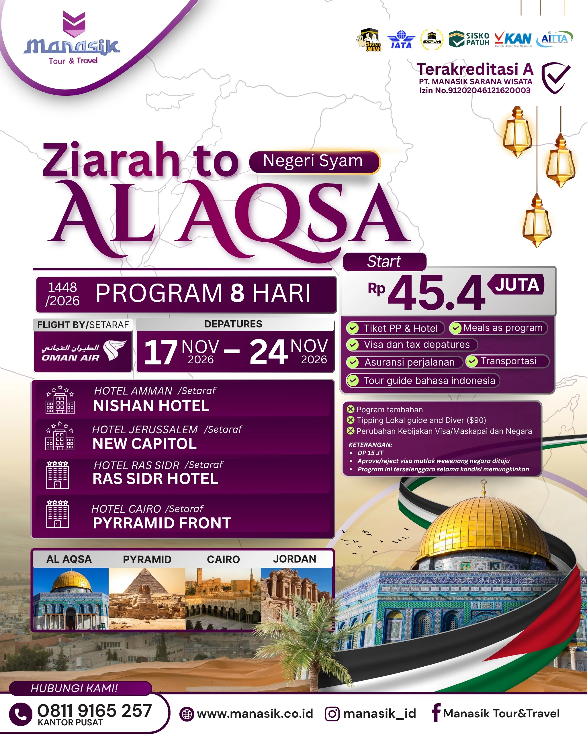 Paket Tour Al Aqsa 8 Hari Manasik 17–24 November 2026